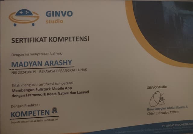 Fullstack Mobile App certificate picture 0